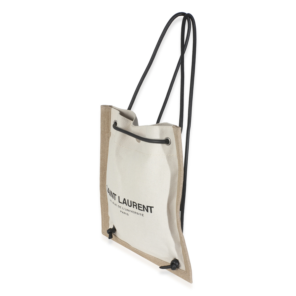 Saint Laurent Beige Canvas Universite Flat Backpack - Picture 4 of 7